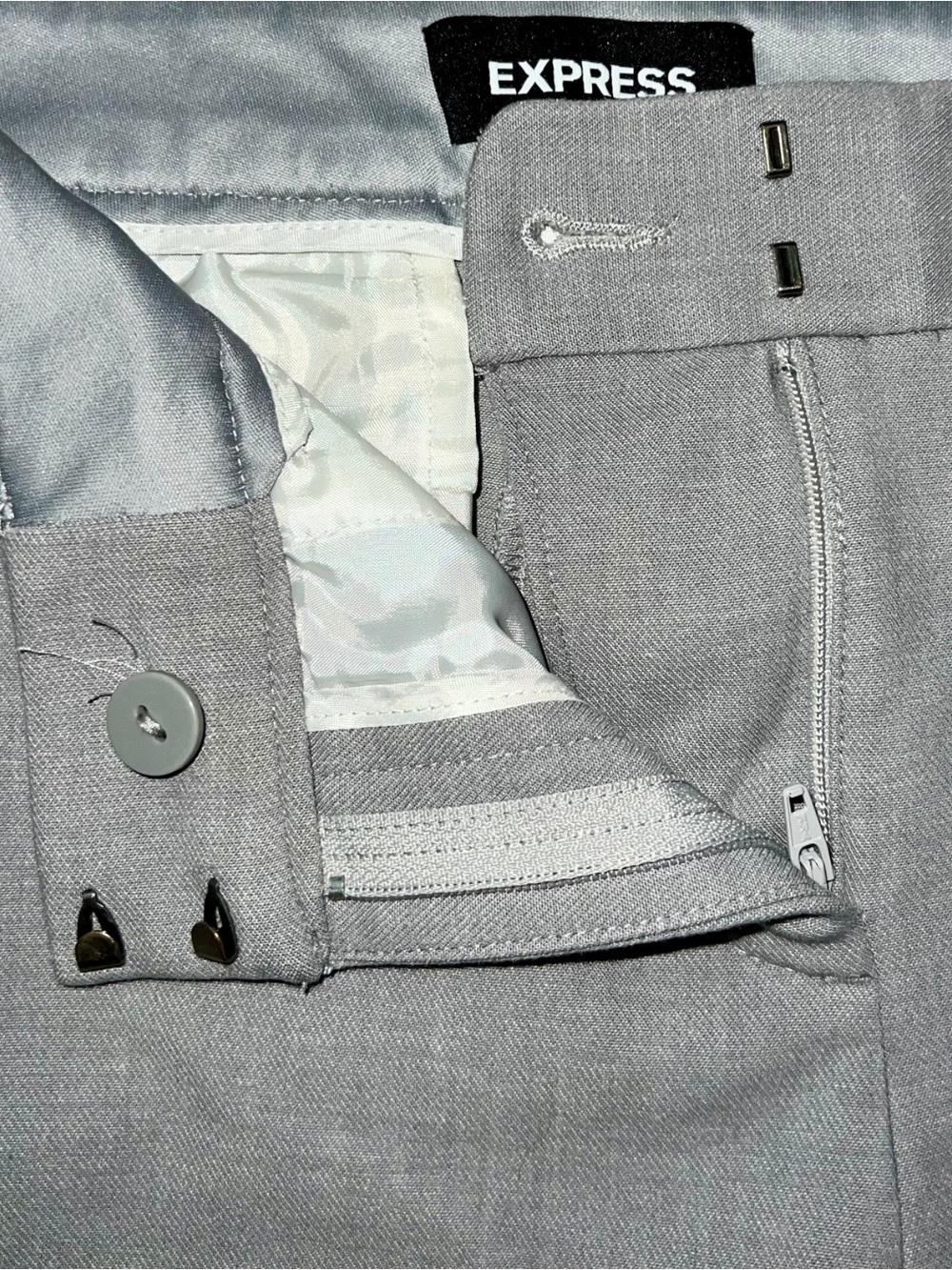 Express Columnist Ankle Mid Rise Dress Pants Gray Size 0R Stretch - Picture 2 of 6